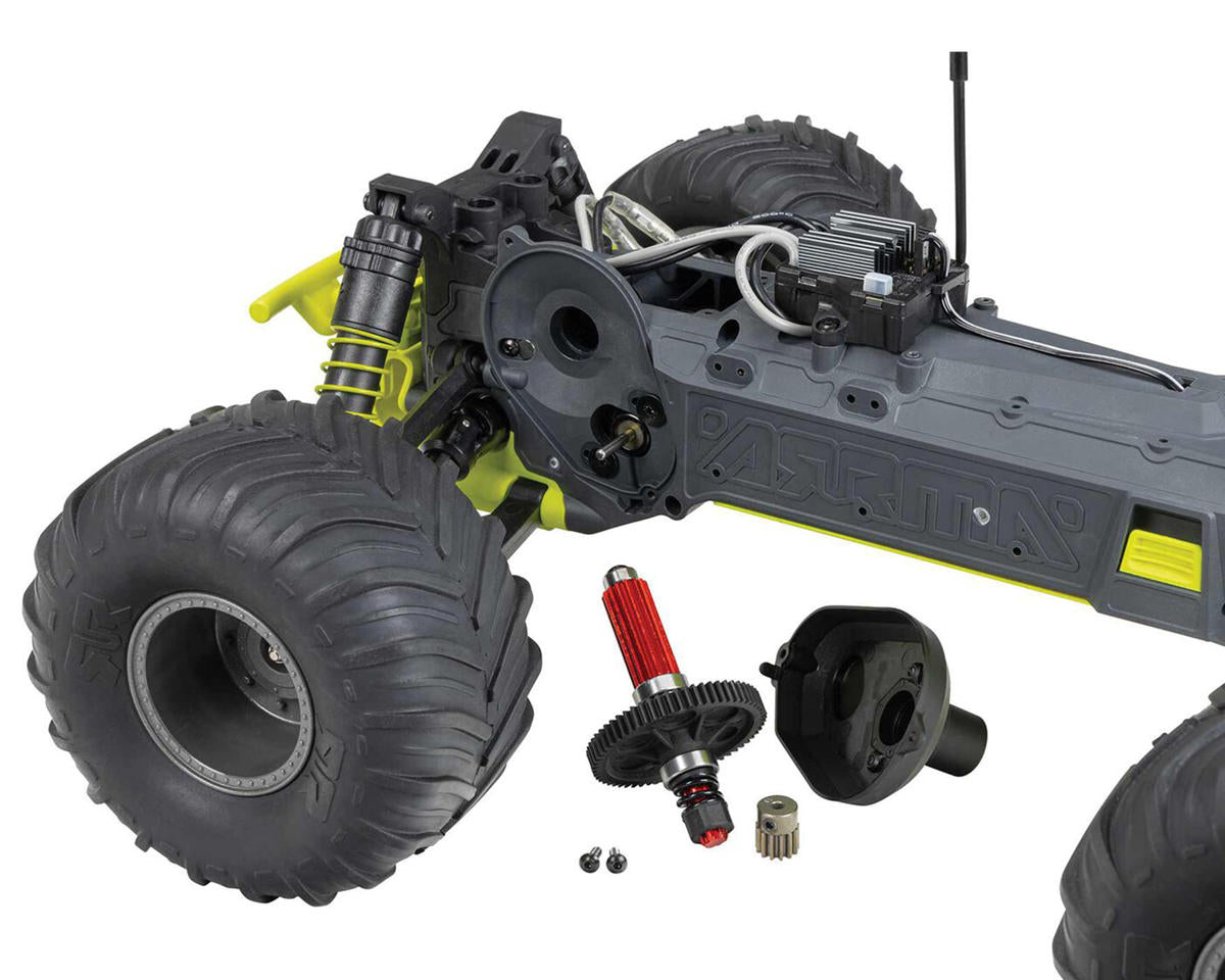 Arrma Gorgon 4X2 MEGA 550 Brushed 1/10 Monster Truck RTR (Yellow) w/SLT2 2.4GHz Radio, Battery & Charger - BOBBYRC