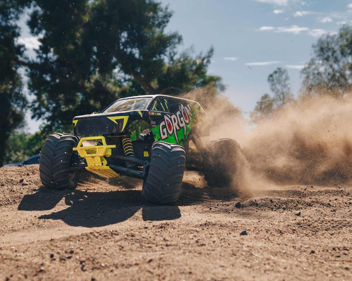 Arrma Gorgon 4X2 MEGA 550 Brushed 1/10 Monster Truck RTR (Yellow) w/SLT2 2.4GHz Radio, Battery & Charger - BOBBYRC