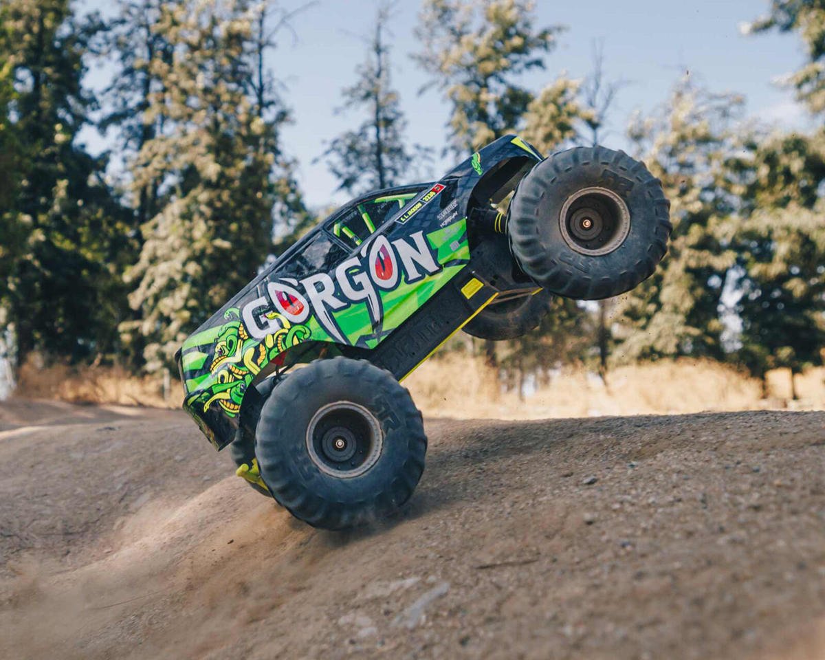 Arrma Gorgon 4X2 MEGA 550 Brushed 1/10 Monster Truck RTR (Yellow) w/SLT2 2.4GHz Radio, Battery & Charger - BOBBYRC