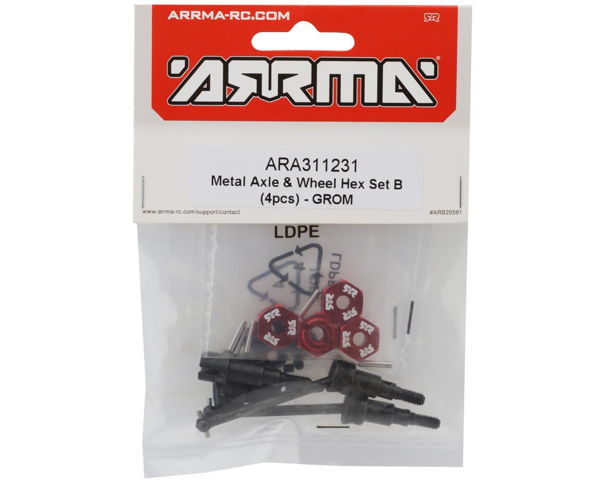 Arrma Metal Axle & Wheel Hex Set B (4) 1/16 MOJAVE GROM - BOBBYRC