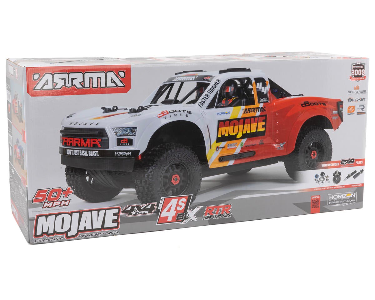 Arrma Mojave 4S BLX Brushless 1/8 4WD RTR Electric Desert Truck (Blue/Red) w/Spektrum SLT3 2.4GHz Radio - BOBBYRC