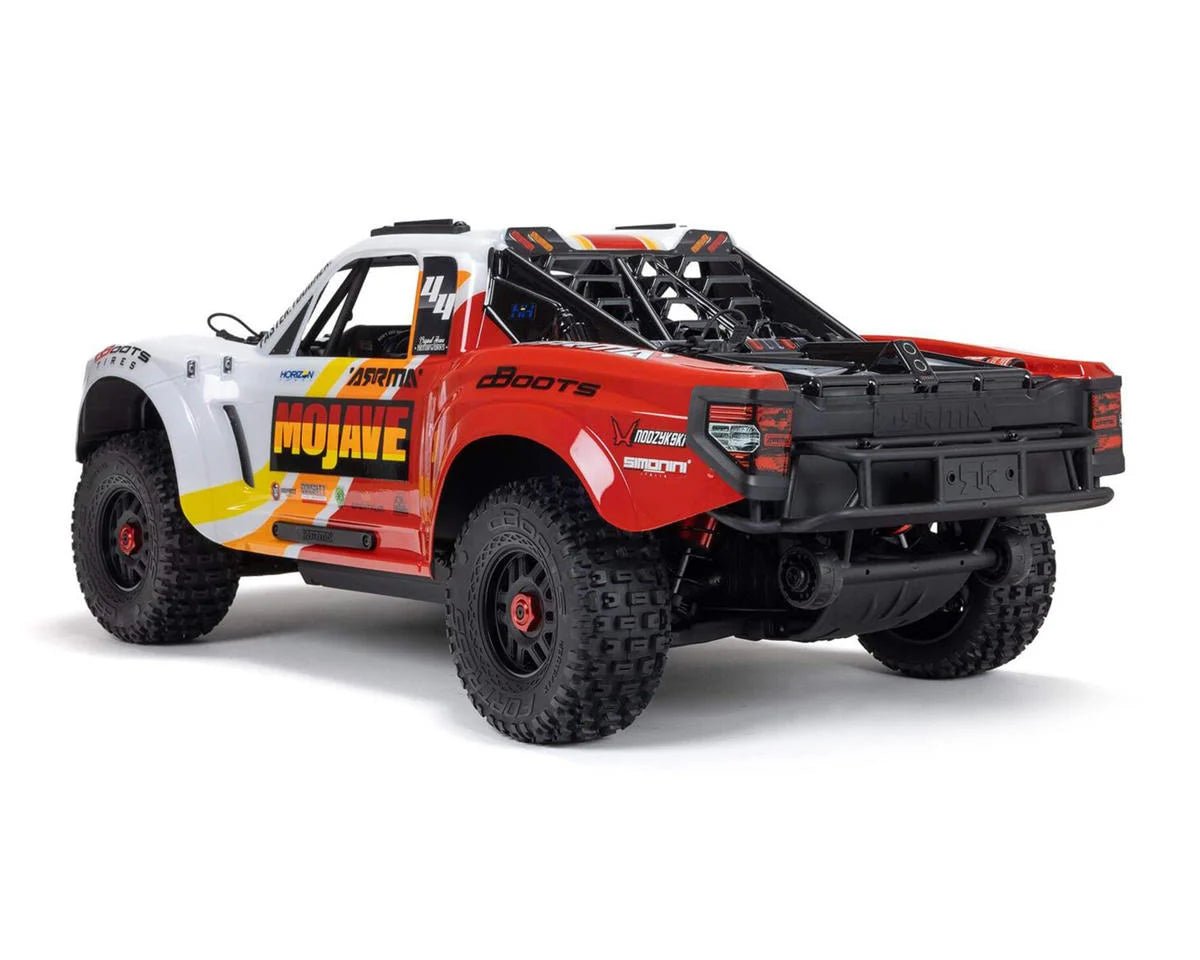 Arrma Mojave 4S BLX Brushless 1/8 4WD RTR Electric Desert Truck (White/Red) w/Spektrum SLT3 2.4GHz Radio - BOBBYRC