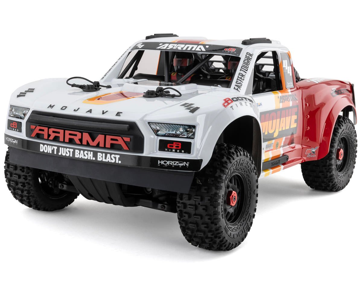 Arrma Mojave 4S BLX Brushless 1/8 4WD RTR Electric Desert Truck (White/Red) w/Spektrum SLT3 2.4GHz Radio - BOBBYRC
