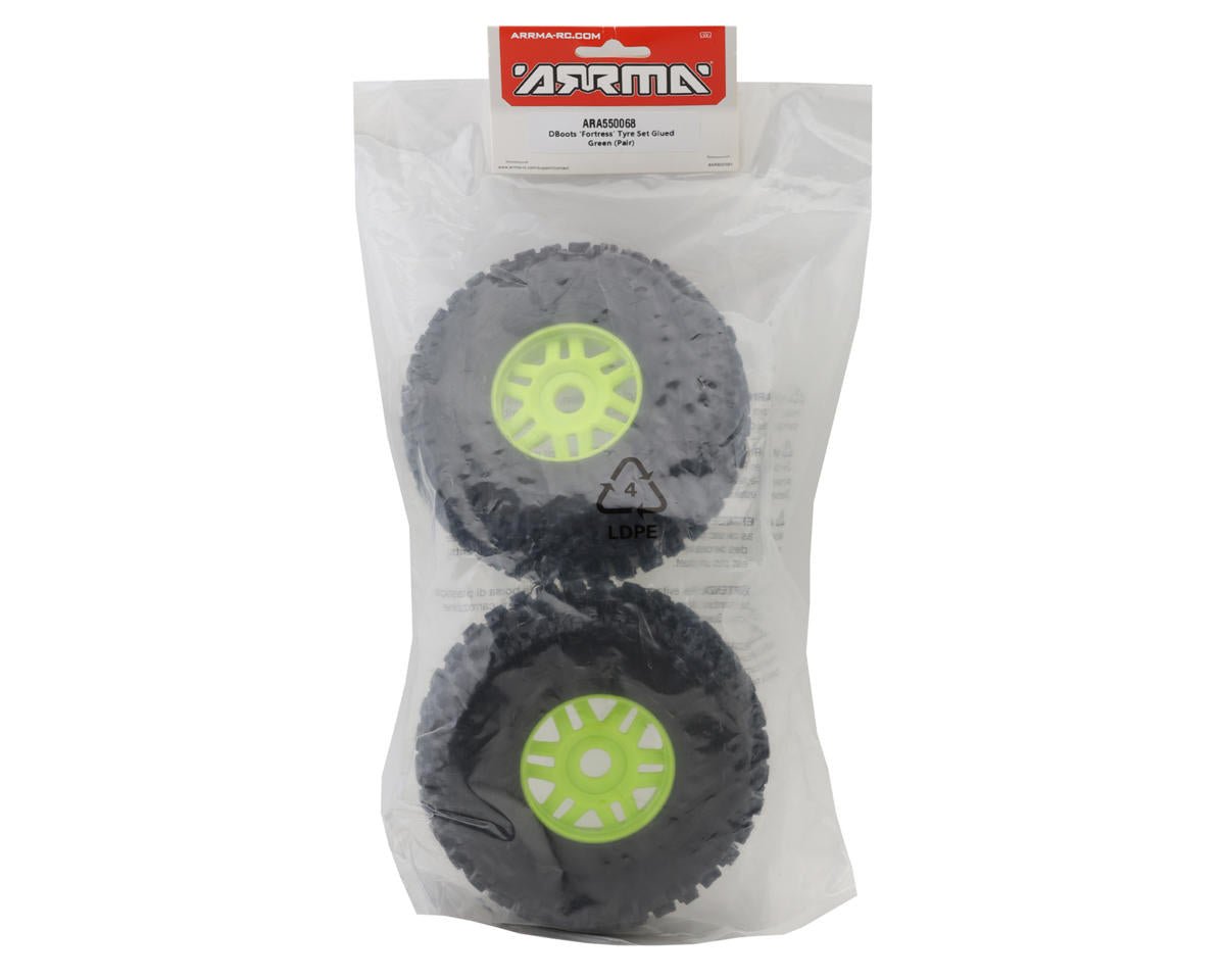 ARRMA MOJAVE 6S BLX V2 - Tires & Wheels (Lime Green DBoots fortress ARA7604V2 - BOBBYRC