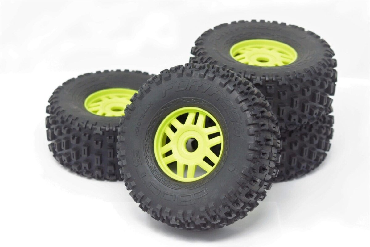 ARRMA MOJAVE 6S BLX V2 - Tires & Wheels (Lime Green DBoots fortress ARA7604V2 - BOBBYRC