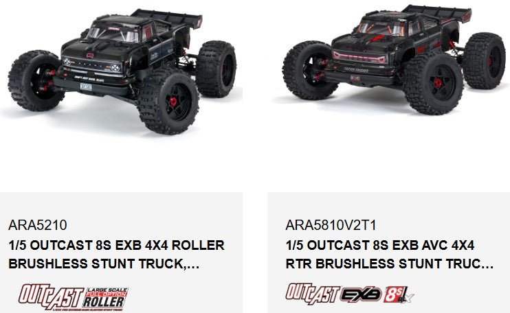 Arrma Outcast 1/5 8s EXB BLX Wheelie Bar Set ARA320536 Fits 8s Kraton - BOBBYRC
