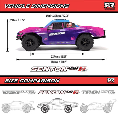 Arrma Senton™ 223S BLX 1/10 Brushless RTR 4X4 Short Course Truck w/SLT3 2.4GHz Radio & DSC - BOBBYRC
