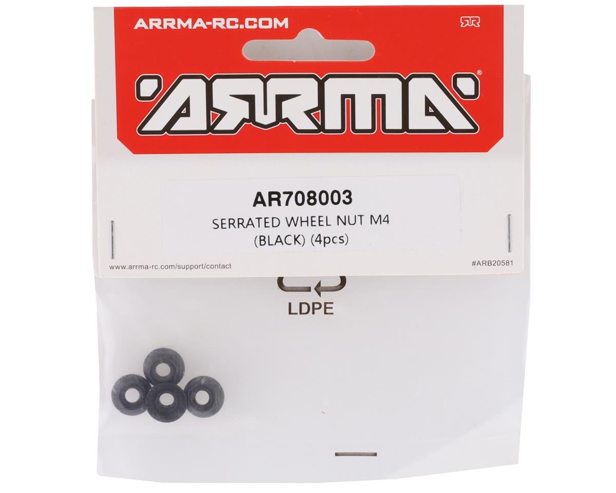 Arrma Serrated 4mm Flange Wheel Nut (4) - BOBBYRC