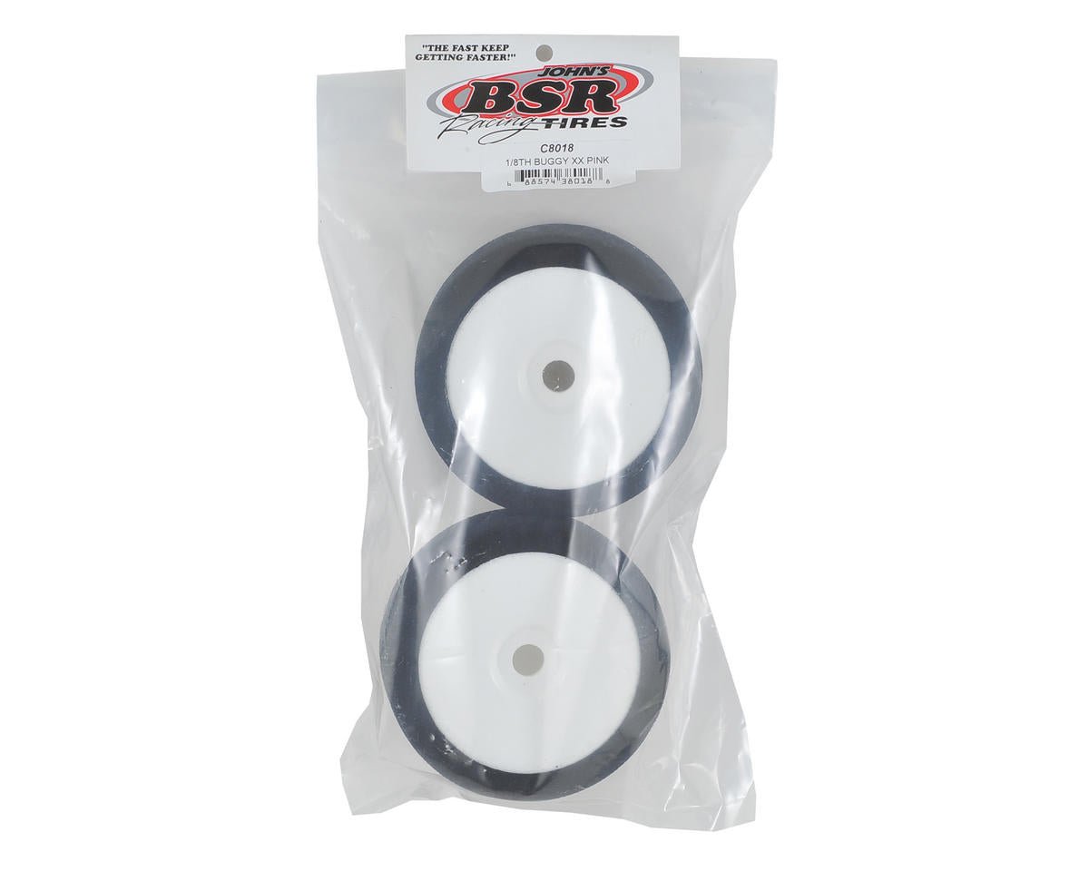 BSR Racing 1/8 Mounted GT Foam Tire (White) (2) (XX Pink) w/17mm Hex - BOBBYRC