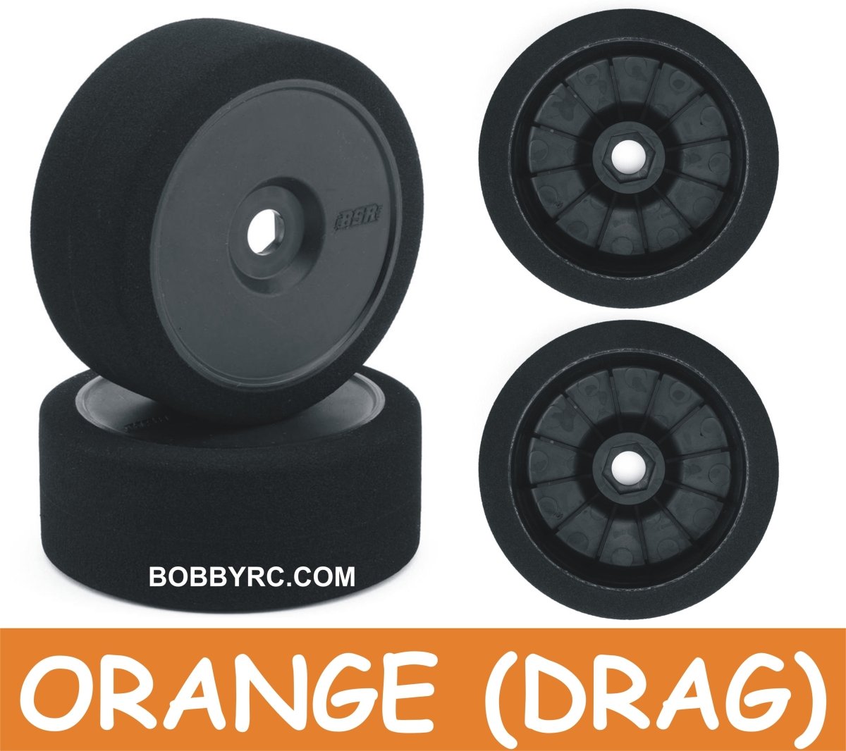 BSR Racing 1/8 Mounted GT Foam Tires 17mm Hex (2) (Orange - Black) - BOBBYRC