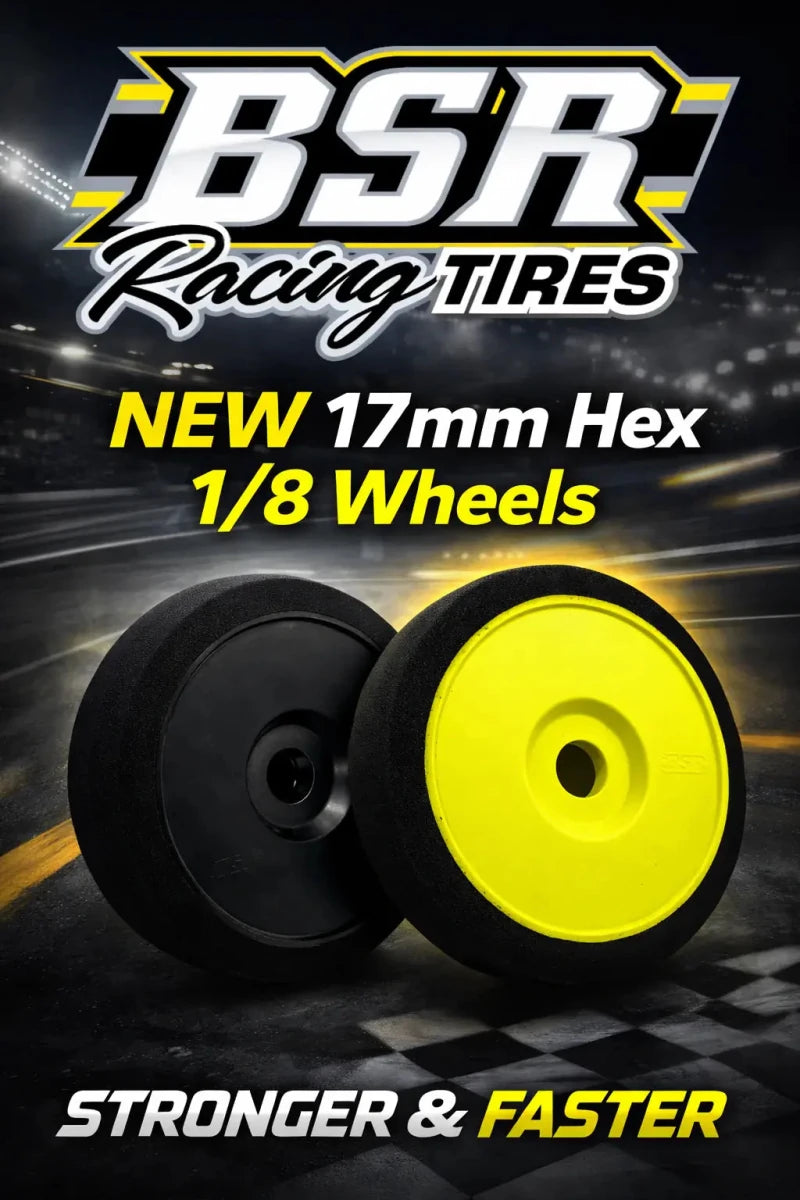BSR Racing 1/8 Mounted GT Foam Tires 17mm Hex (2) (Orange - Black) - BOBBYRC
