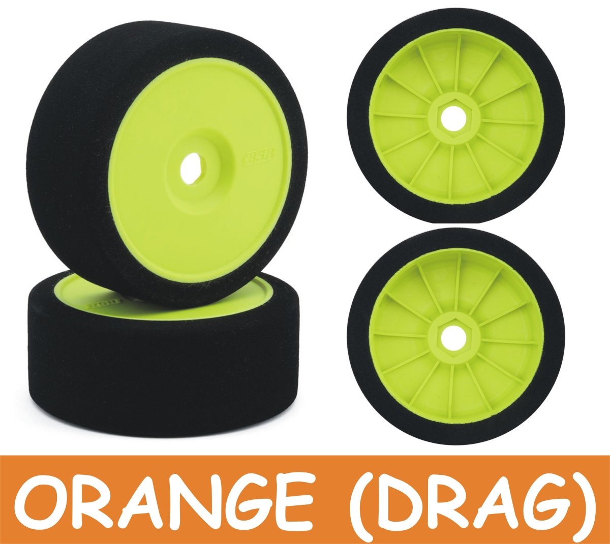 BSR Racing 1/8 Mounted GT Foam Tires 17mm Hex (2) (Orange - Yellow) - BOBBYRC