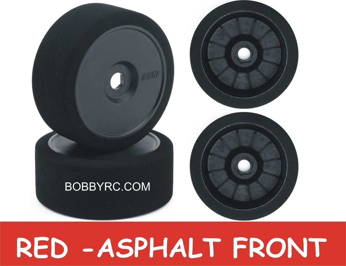 BSR Racing 1/8 Mounted GT Foam Tires 17mm Hex (2) (Red - Black) - BOBBYRC