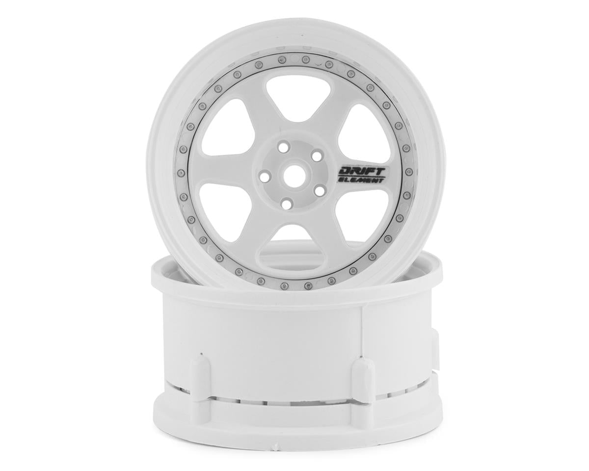 DS Racing Drift Element 6 Spoke Drift Wheels (Triple White) (2) (Adjustable Offset) w/12mm Hex - BOBBYRC