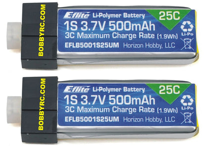 E - flite 1S 25C High Current LiPo Battery Pack w/UMX Connector (3.7V/500mAh) - BOBBYRC