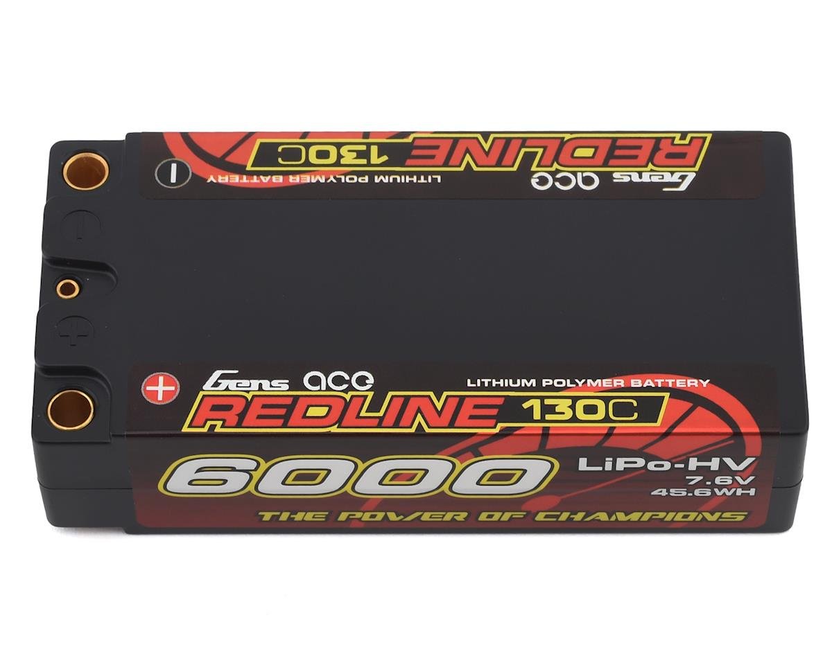Gens Ace Redline 2S 130C LiHV Battery Pack w/5mm Bullets (7.6V/6000mAh) - BOBBYRC