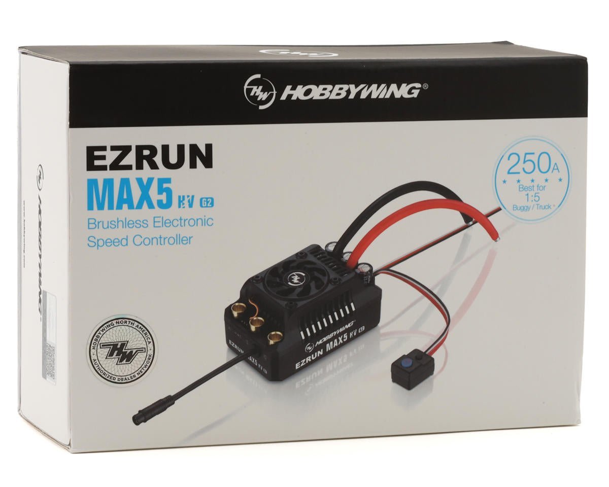 Hobbywing EZRun MAX5 HV G2 1/5 Scale Waterproof Brushless ESC (250A, 6 - 12S) - BOBBYRC