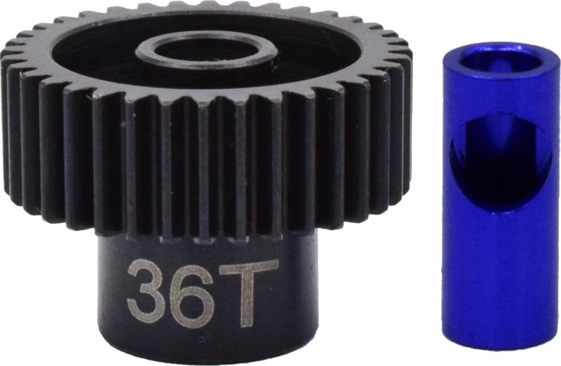 Hot Racing (5mm Bore) 48 Pitch Steel Pinion Gear w/ 1/8 Adapter - BOBBYRC