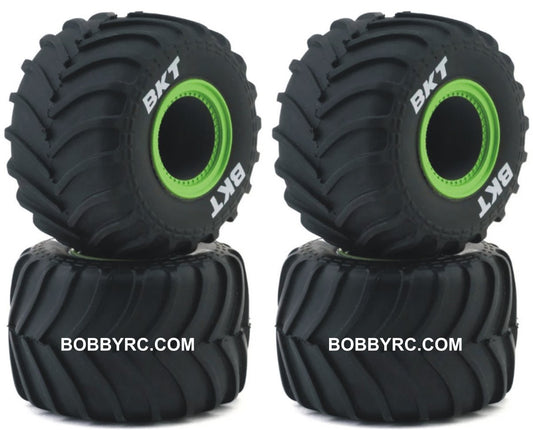 Losi Mini LMT Pre - Mounted Monster Truck Tires (Green) (2) (Front/Rear) w/12mm Hex (Copy) - BOBBYRC