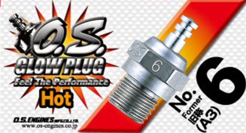 O.S.6 A3 OSMG2690 Two Stroke Nitro Engine RC Airplane / Car Hot Glow Plug - BOBBYRC