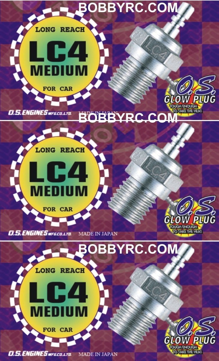 O.S.LC4 Medium Glow Plug (3) For Traxxas Nitro Revo 3.3 /Nitro T - Maxx 3.3,2.5 - BOBBYRC
