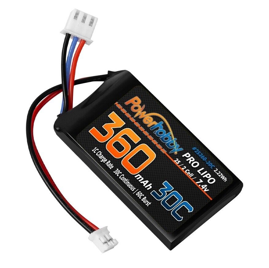 Powerhobby Lipo Battery 2S 360MAH 30c (1) For Axail SCX24 - BOBBYRC