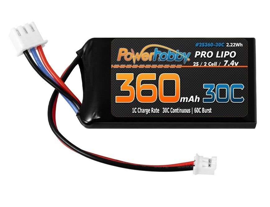 Powerhobby Lipo Battery 2S 360MAH 30c (1) For Axail SCX24 - BOBBYRC