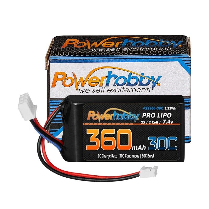 Powerhobby Lipo Battery 2S 360MAH 30c (1) For Axail SCX24 - BOBBYRC