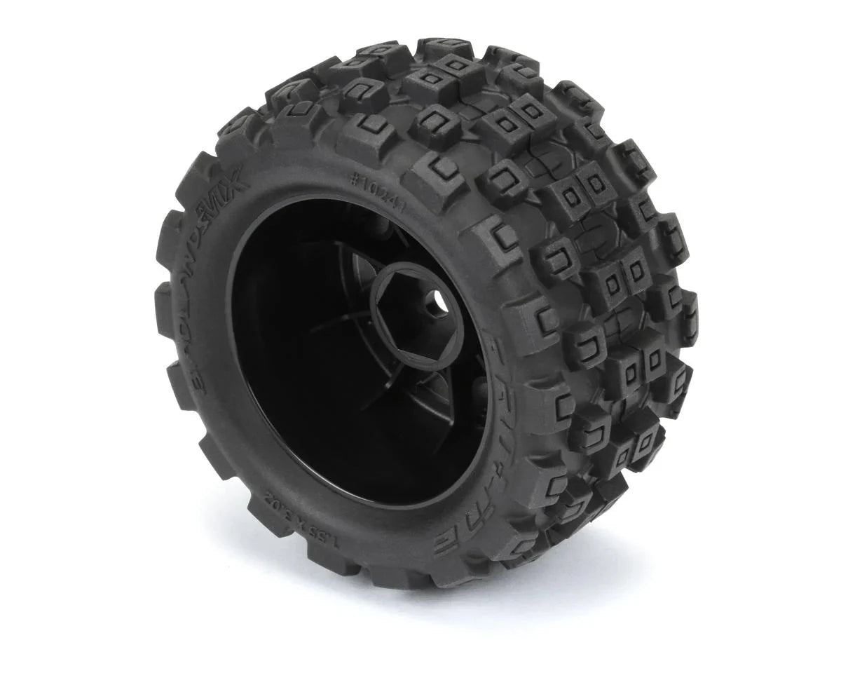 Pro-Line Badlands MX Pre-Mounted MT 1/18 Tire Set (Black) (4) w/12mm Hex - BOBBYRC