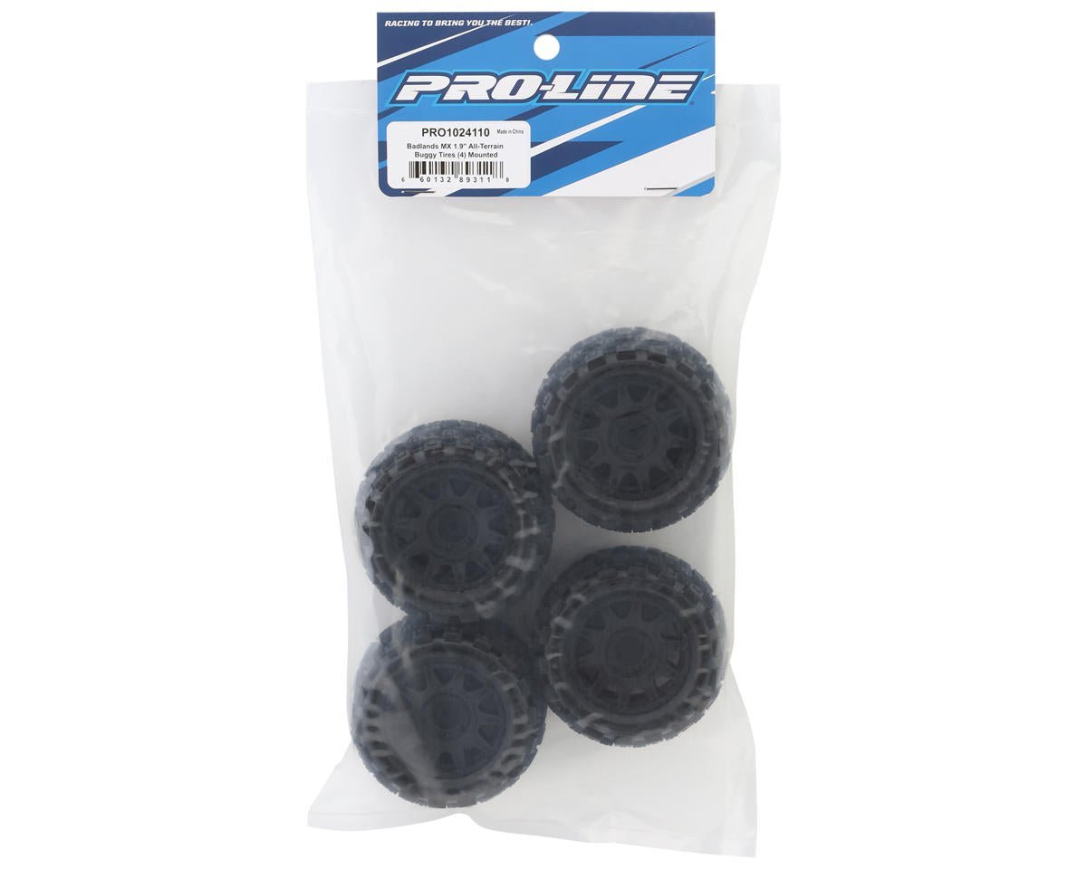 Pro-Line Badlands MX Pre-Mounted MT 1/18 Tire Set (Black) (4) w/12mm Hex - BOBBYRC