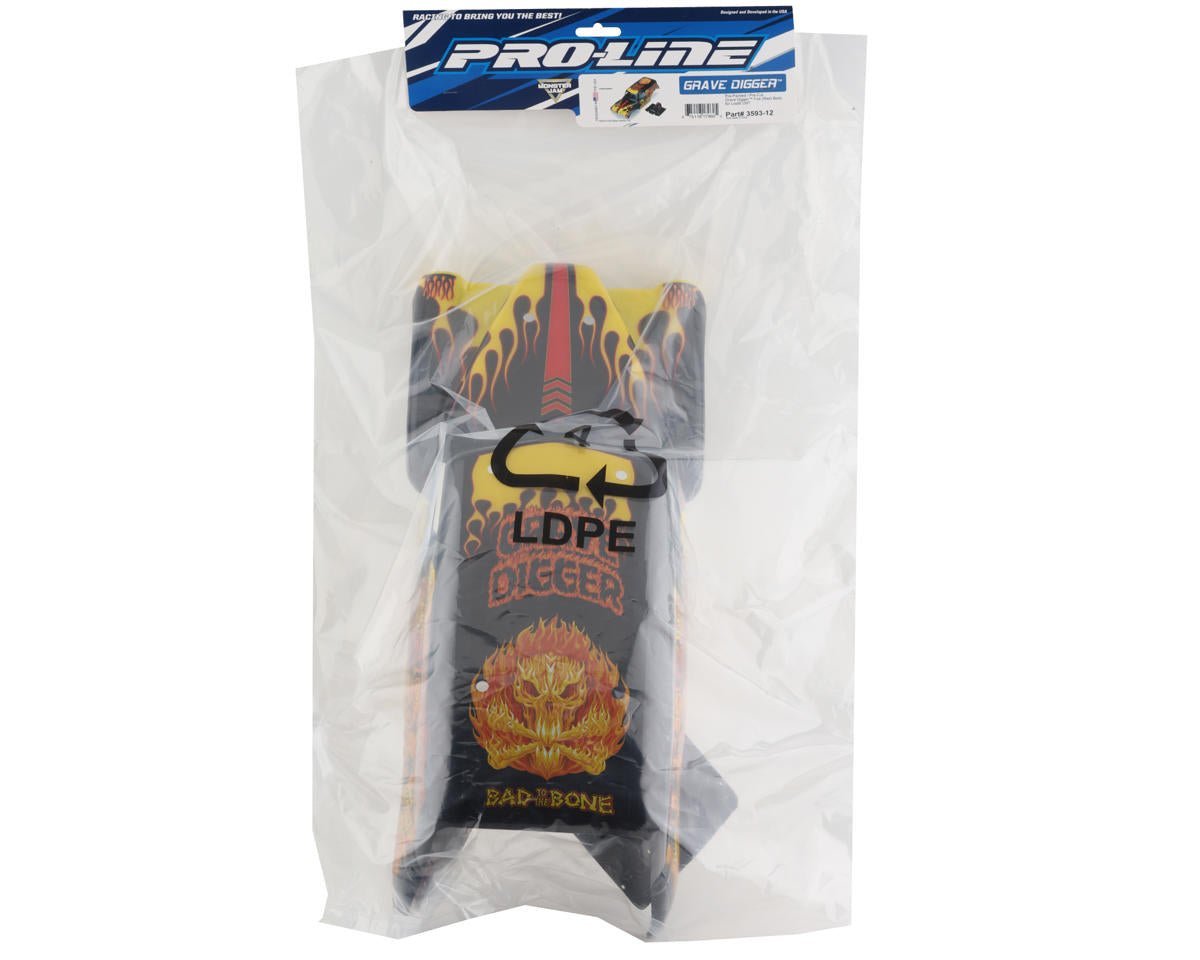 Pro-Line LMT 1/10 Grave Digger Fire Pre-Painted Body (Red) - BOBBYRC