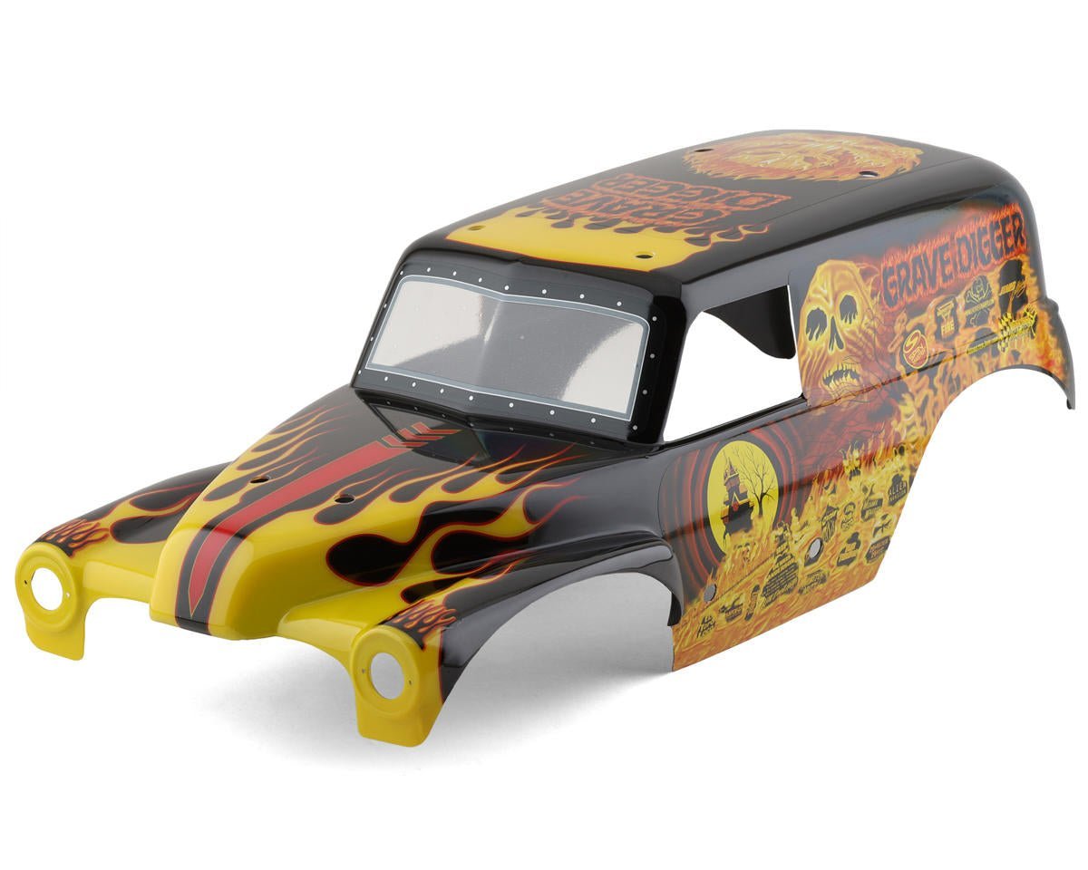 Pro-Line LMT 1/10 Grave Digger Fire Pre-Painted Body (Red) - BOBBYRC