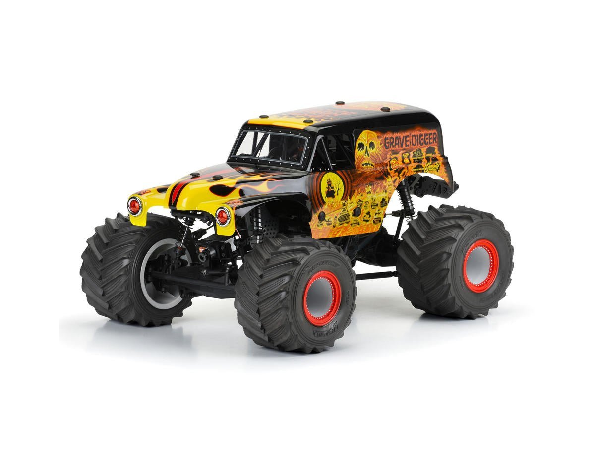 Pro-Line LMT 1/10 Grave Digger Fire Pre-Painted Body (Red) - BOBBYRC