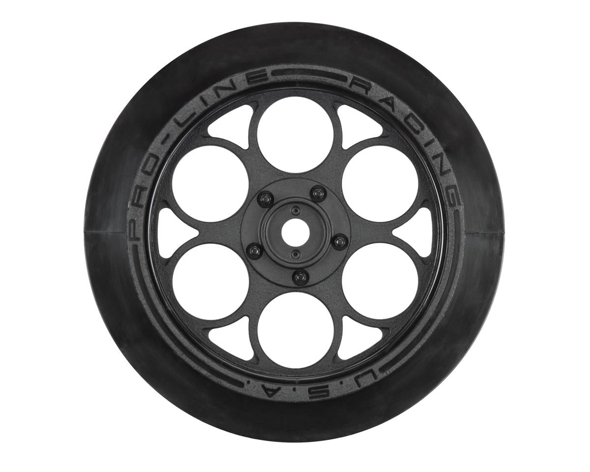 Pro - Line Showtime Front Drag Racing Wheels w/12mm Hex (Black) (2) - BOBBYRC