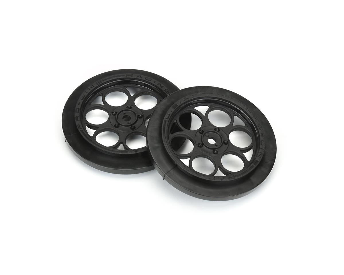 Pro - Line Showtime Front Drag Racing Wheels w/12mm Hex (Black) (2) - BOBBYRC