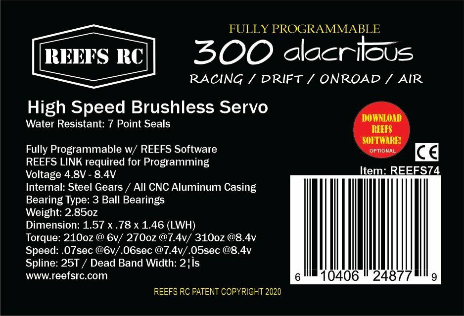 Reefs RC 300 Alacritous 1/10 Race or Drift Programmable Servo - BOBBYRC