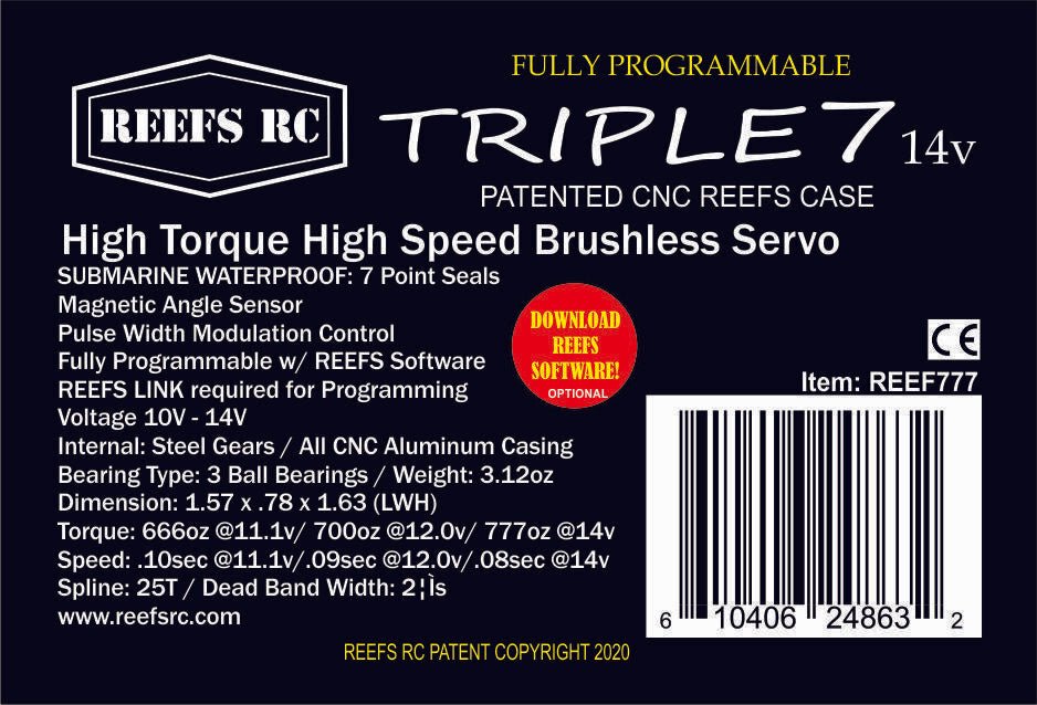 REEF's RC Triple7 14V Progarmmable High Torque High Speed Brushless Servo - BOBBYRC