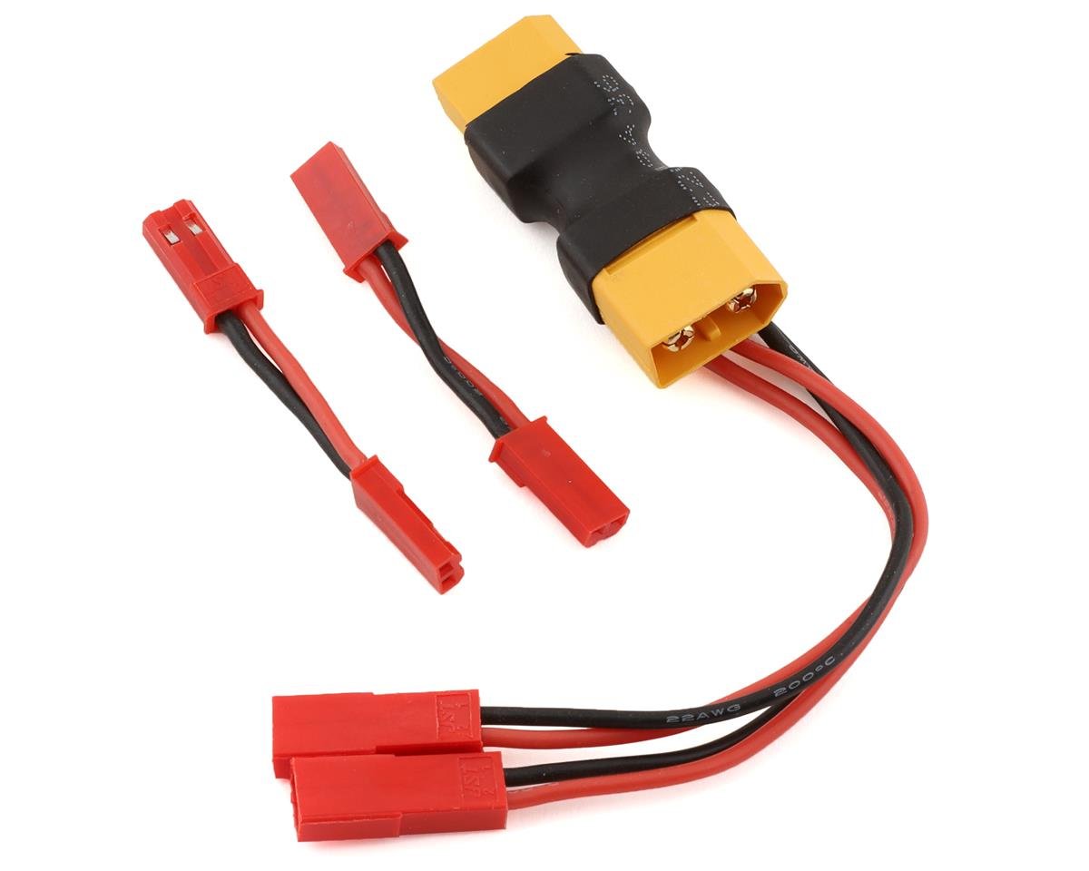 Reefs RC XT60 Dual JST Pass Through w/2 Male - Male JST Adaptors - BOBBYRC