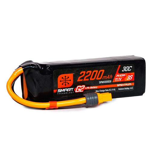 Spektrum RC 3S Smart G2 LiPo 30C Battery Pack (11.1V/2200mAh) w/IC3 Connector - BOBBYRC