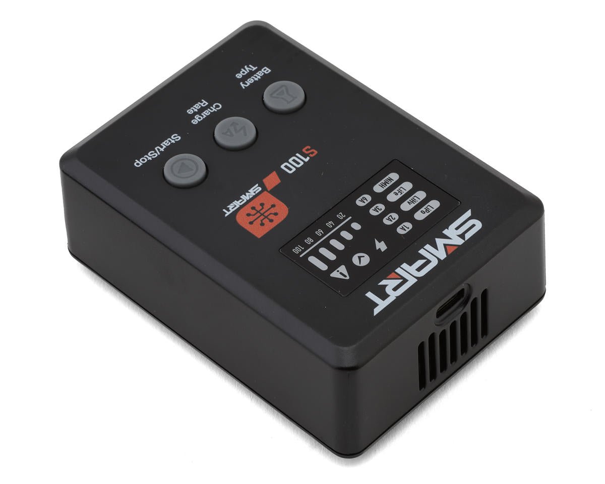 Spektrum RC S100 Smart Charger w/USB - C GaN Power Supply Combo (4S/100W) - BOBBYRC