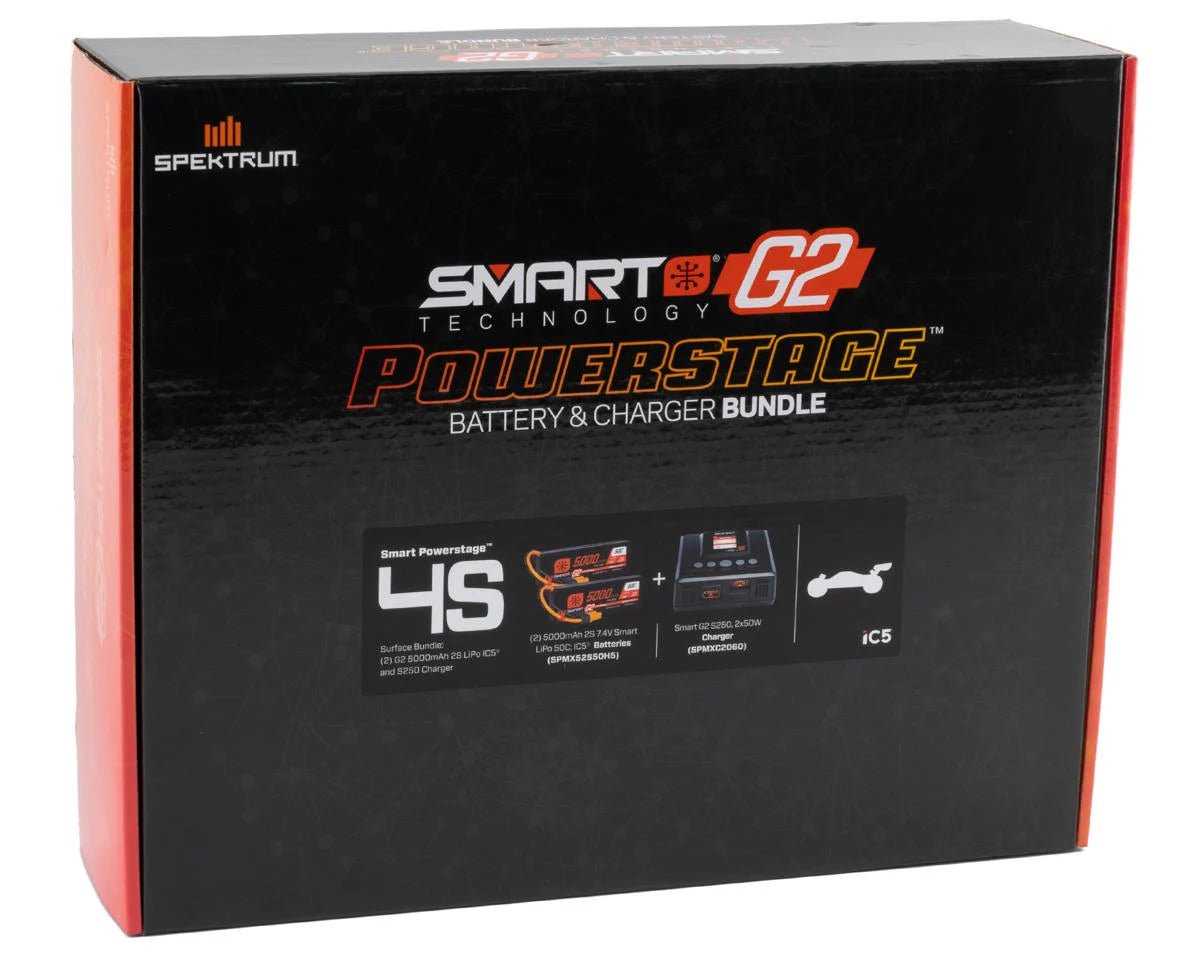 Spektrum RC Smart PowerStage 4S Surface Bundle w/2 Smart G2 2S 50C LiPo Battery (5000mAh) (IC5) - BOBBYRC