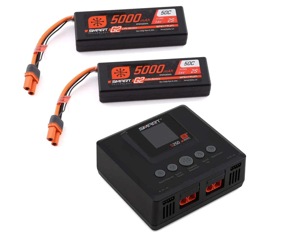 Spektrum RC Smart PowerStage 4S Surface Bundle w/2 Smart G2 2S 50C LiPo Battery (5000mAh) (IC5) - BOBBYRC
