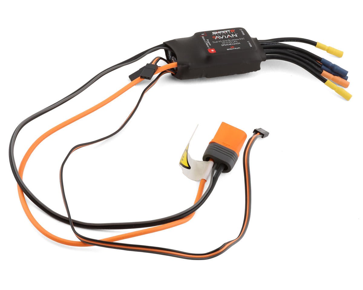 Spektrum RC SPMXAE1240A Avian Dual 40 Amp 3 - 6S Brushless Smart ESC RC Jet /Plane - BOBBYRC