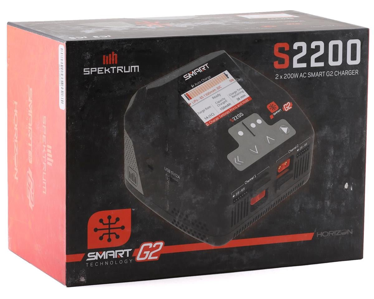 Spektrum S2200 G2 AC 2x200W Smart Charger [SPMXC2010] Kraton Outcast Dual Port - BOBBYRC