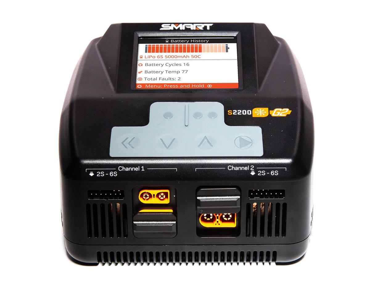 Spektrum S2200 G2 AC 2x200W Smart Charger [SPMXC2010] Kraton Outcast Dual Port - BOBBYRC