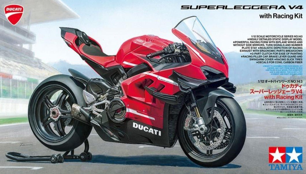 Tamiya 1/12 Ducati Superleggera V4 Motorcycle Model w/Racing Kit - BOBBYRC