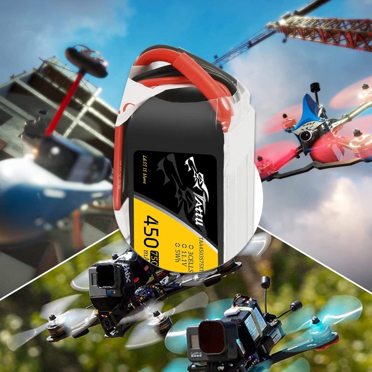 Tattu 3s LiPo Battery 75C (11.1V/450mAh) w/XT - 30 Connector - BOBBYRC