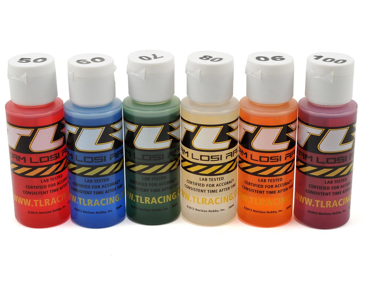 Team Losi Racing 74021 Silicone Shock Oil Six Pack (50, 60, 70, 80, 90, 100wt) - BOBBYRC