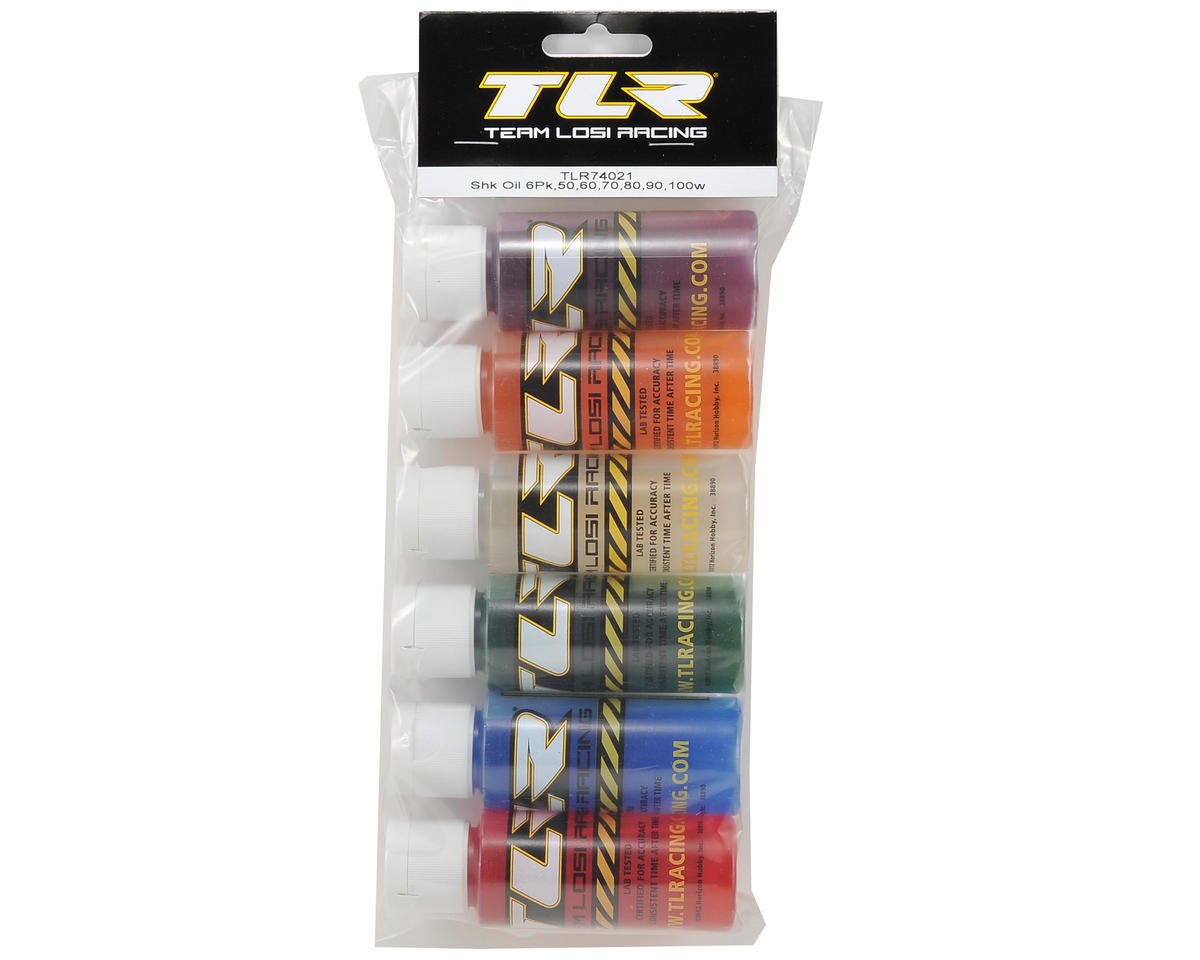 Team Losi Racing 74021 Silicone Shock Oil Six Pack (50, 60, 70, 80, 90, 100wt) - BOBBYRC