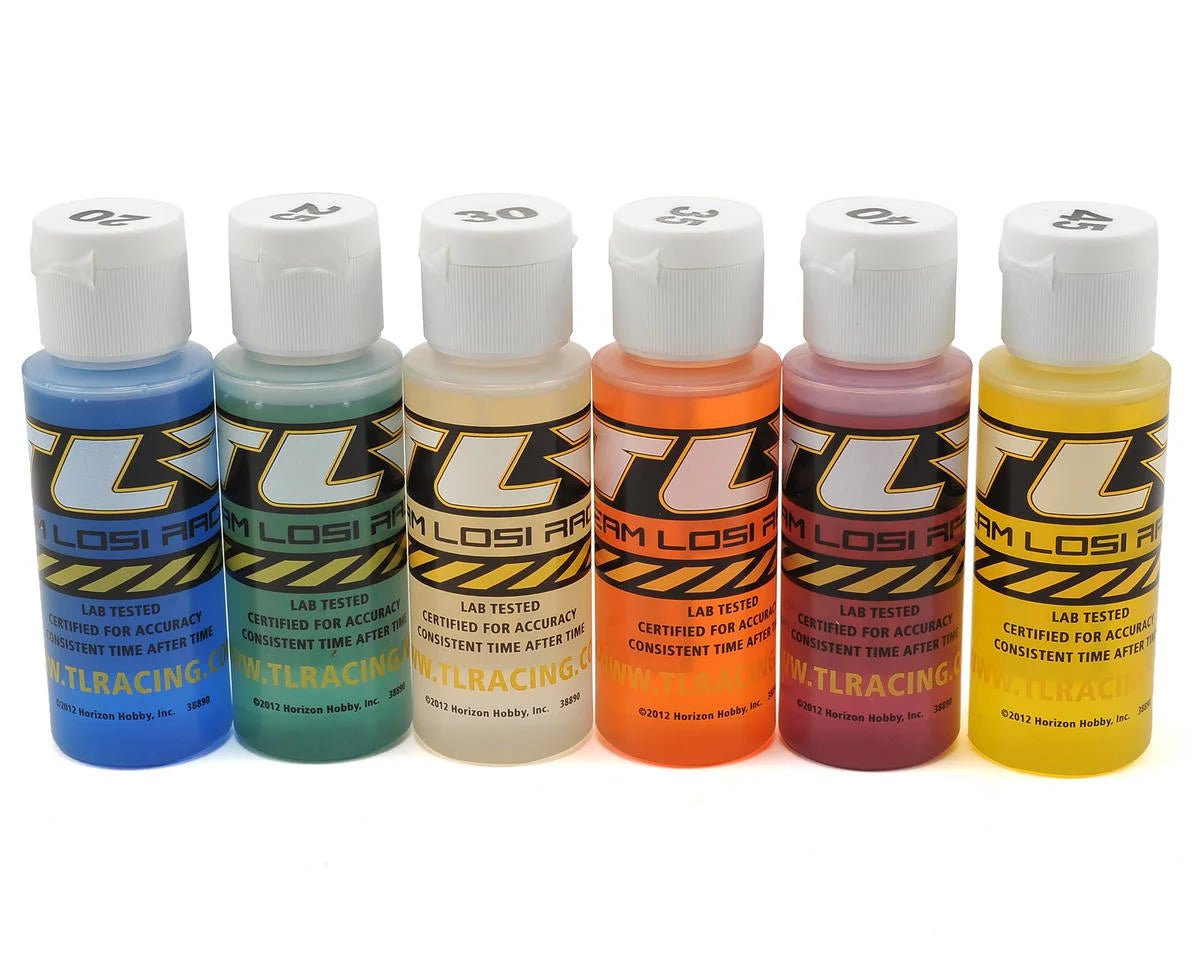 Team Losi Racing Silicone Shock Oil Six Pack (20, 25, 30, 35, 40, 45wt) (2oz) - BOBBYRC